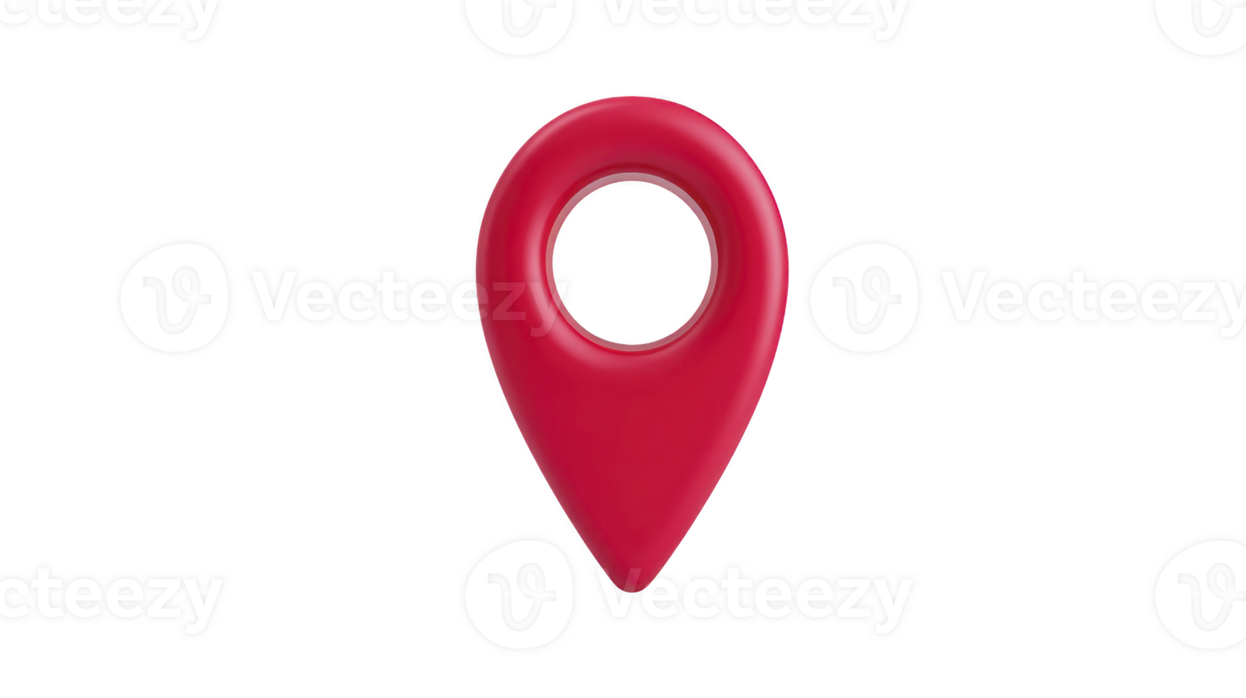 Red location pin icon with glossy finish, commonly used in digital maps and navigation apps to mark specific point of interest. pin is isolated on transparency background png