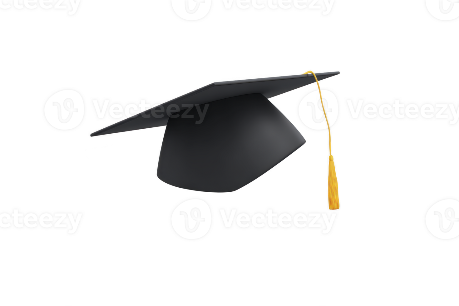 Black graduation cap with yellow tassel symbolizes academic achievement and celebration. It is often worn during graduation ceremonies to mark completion of degree png