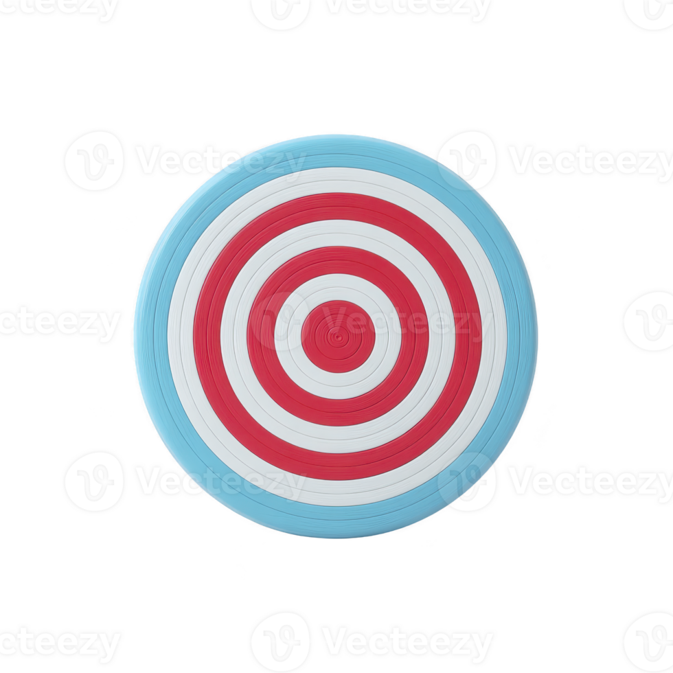 Colorful circular target with concentric rings in red, white, and blue, isolated on transparency background. design is simple and symmetrical, creating striking visual effect png