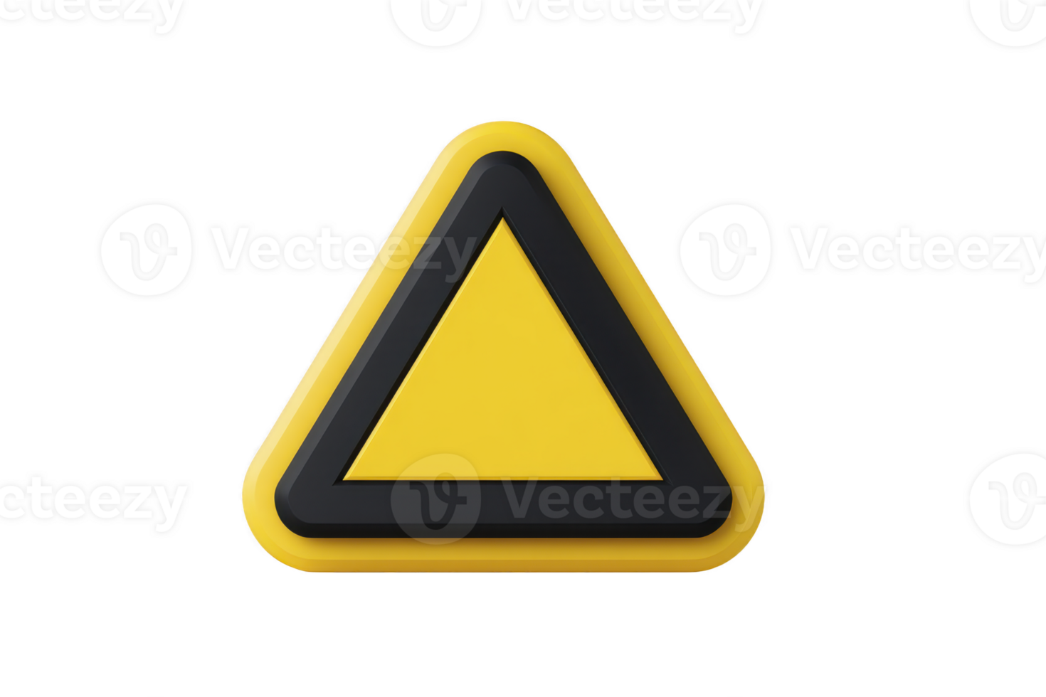 Yellow and black triangular warning sign with bold border, symbolizing caution or alert. design is simple and clear, often used for safety notifications png