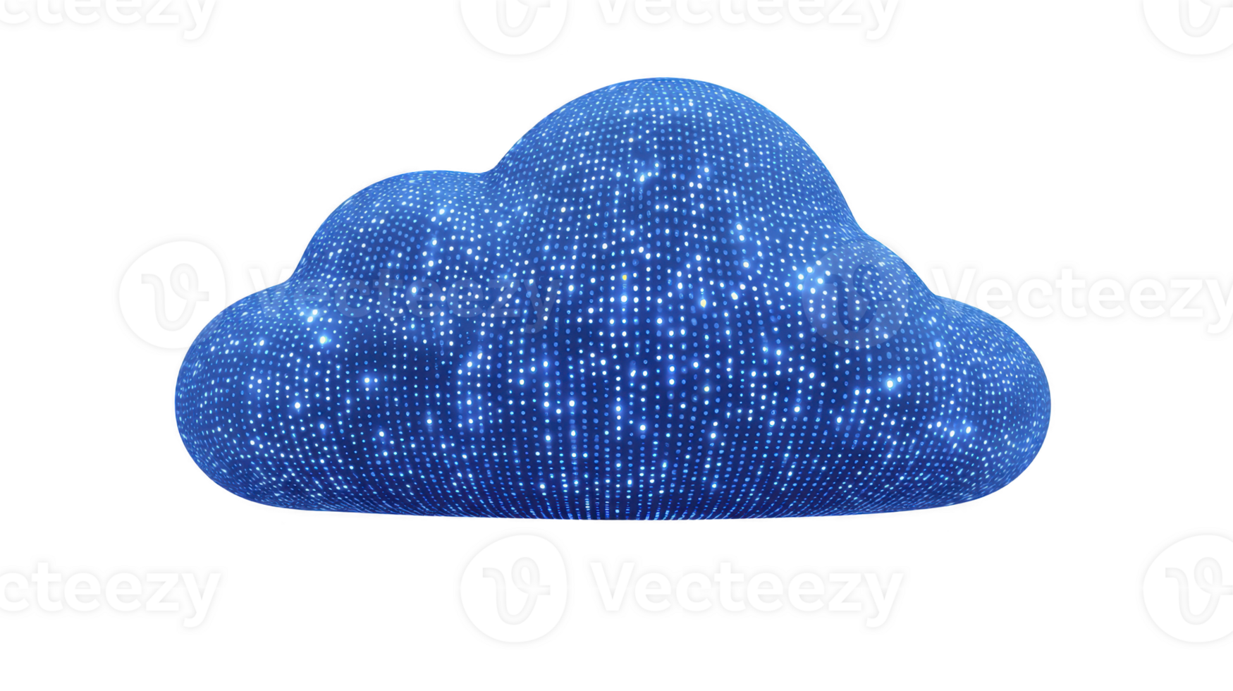 Digital cloud composed of numerous glowing blue dots, resembling starry night sky, symbolizes data storage and connectivity. cloud vibrant design evokes sense of innovation and technology png