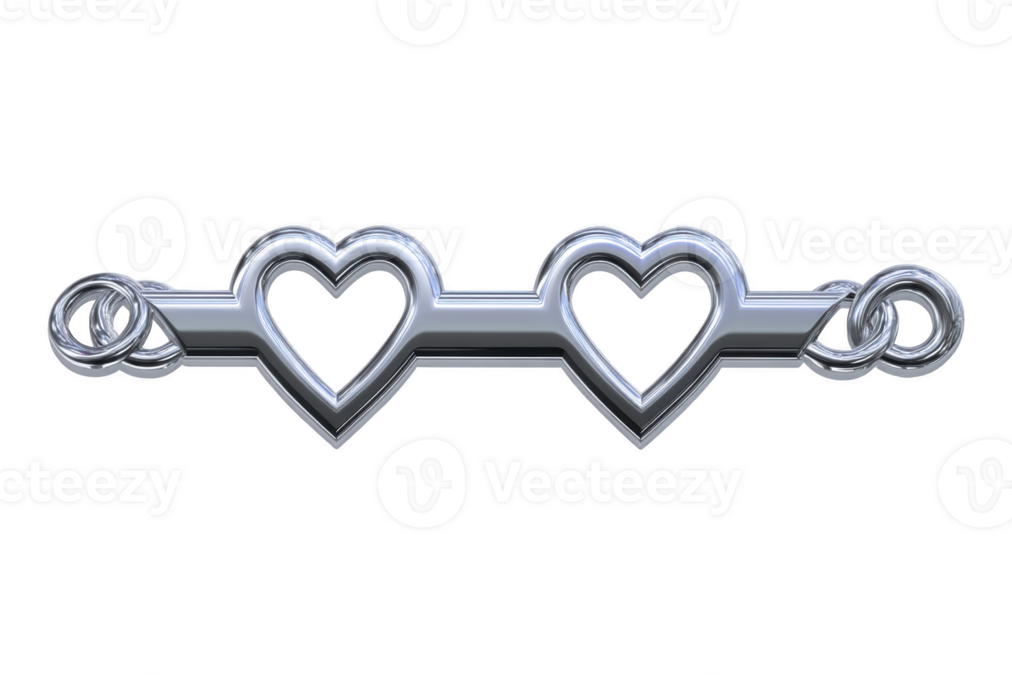 Two intertwined silver hearts with elegant swirls create romantic and decorative design, perfect for invitations or love themed projects. metallic finish adds touch of elegance png