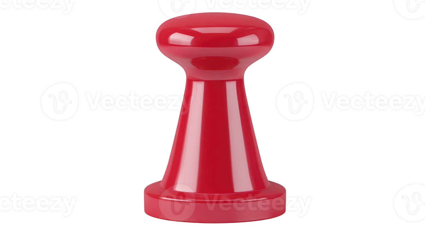 Shiny red pawn chess piece stands upright, reflecting light on its smooth surface. vibrant color and glossy finish make it visually striking, symbolizing strategy and competition png