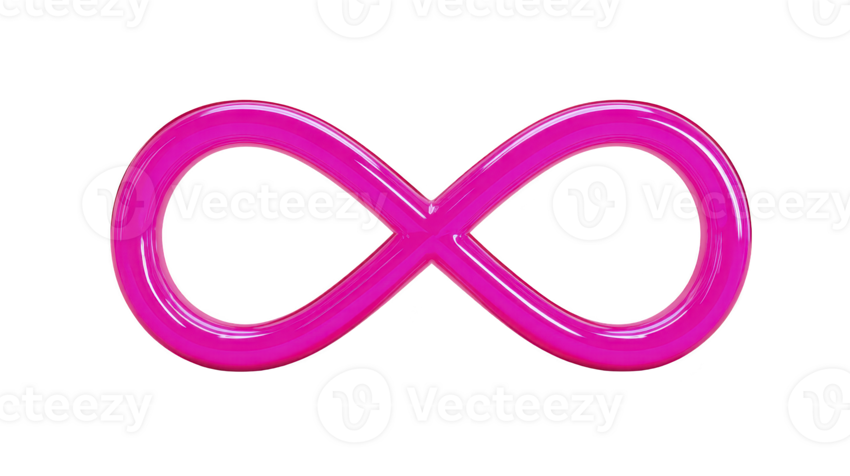 Vibrant pink infinity symbol with glossy finish, representing endless possibilities and continuity. symbol smooth curves and bright color convey sense of energy and modernity png