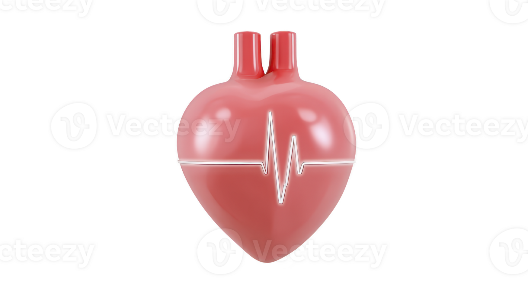 Red heart with white heartbeat line symbolizes health and vitality. smooth, glossy surface adds modern touch, conveying themes of love and wellness png