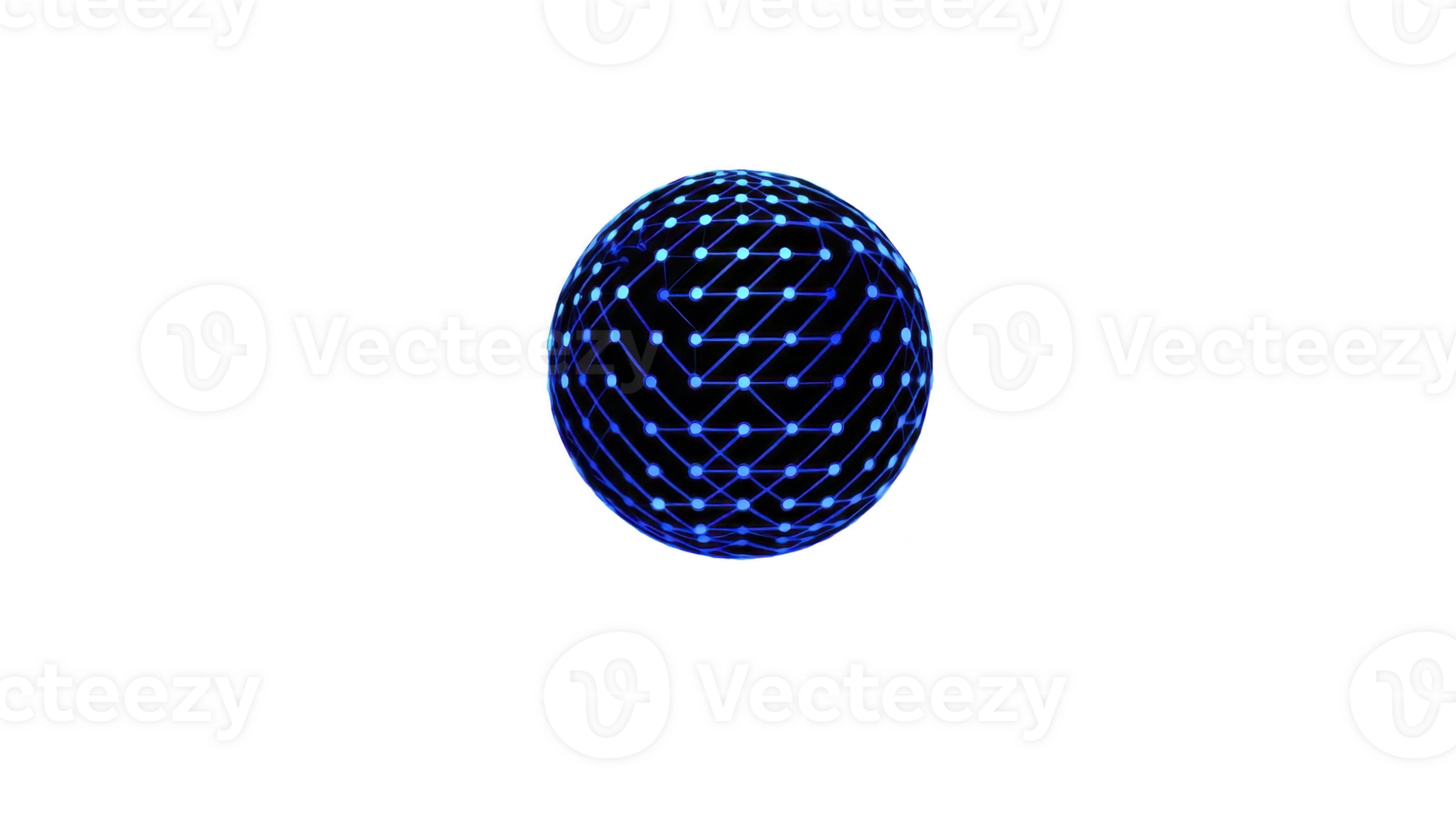 Glowing blue sphere with interconnected lines and nodes creates futuristic and technological appearance, symbolizing digital networks and innovation png