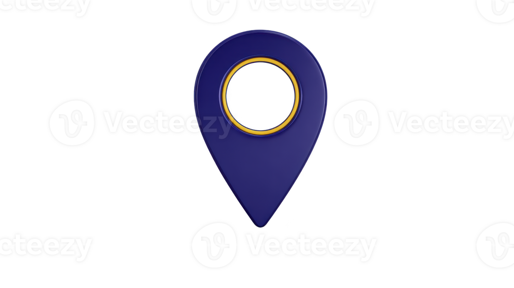 Blue and gold location pin icon with circular cutout in center, symbolizing navigation and positioning. design is simple and modern, suitable for digital maps or apps png