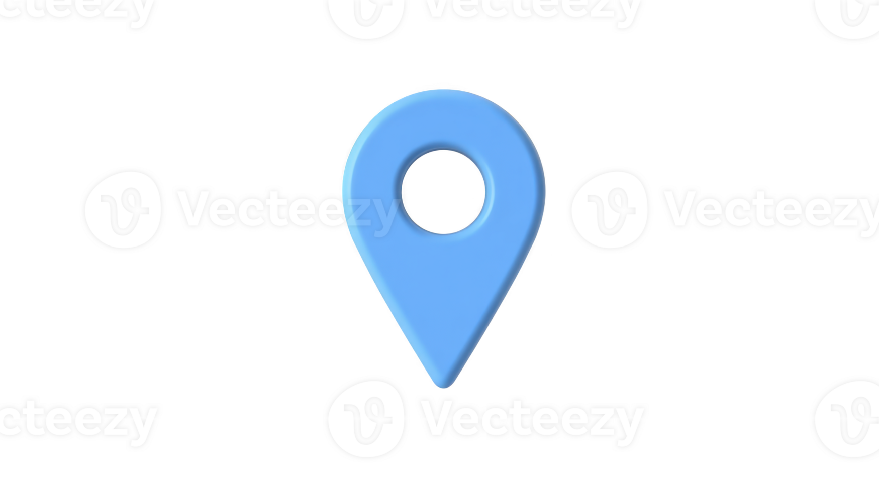 Blue location pin icon with circular hole in center, symbolizing navigation or map markers. simple design is commonly used in digital maps and GPS applications png