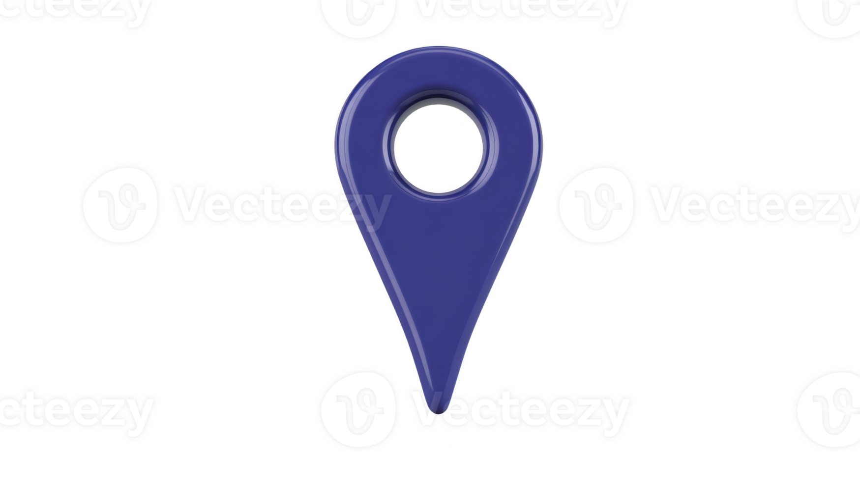 Blue 3D map pin icon with circular hole in center, symbolizing location or navigation. design is simple and modern, often used in digital maps and applications png