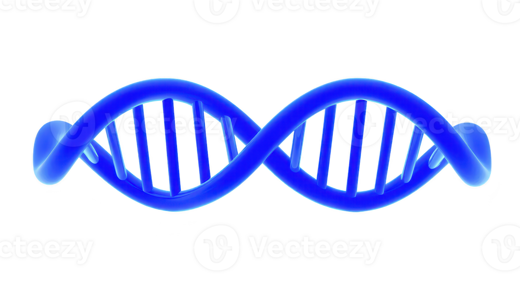 Blue 3D DNA helix model is depicted, showcasing iconic double helix structure. image highlights twisted ladder like appearance, representing genetic information png