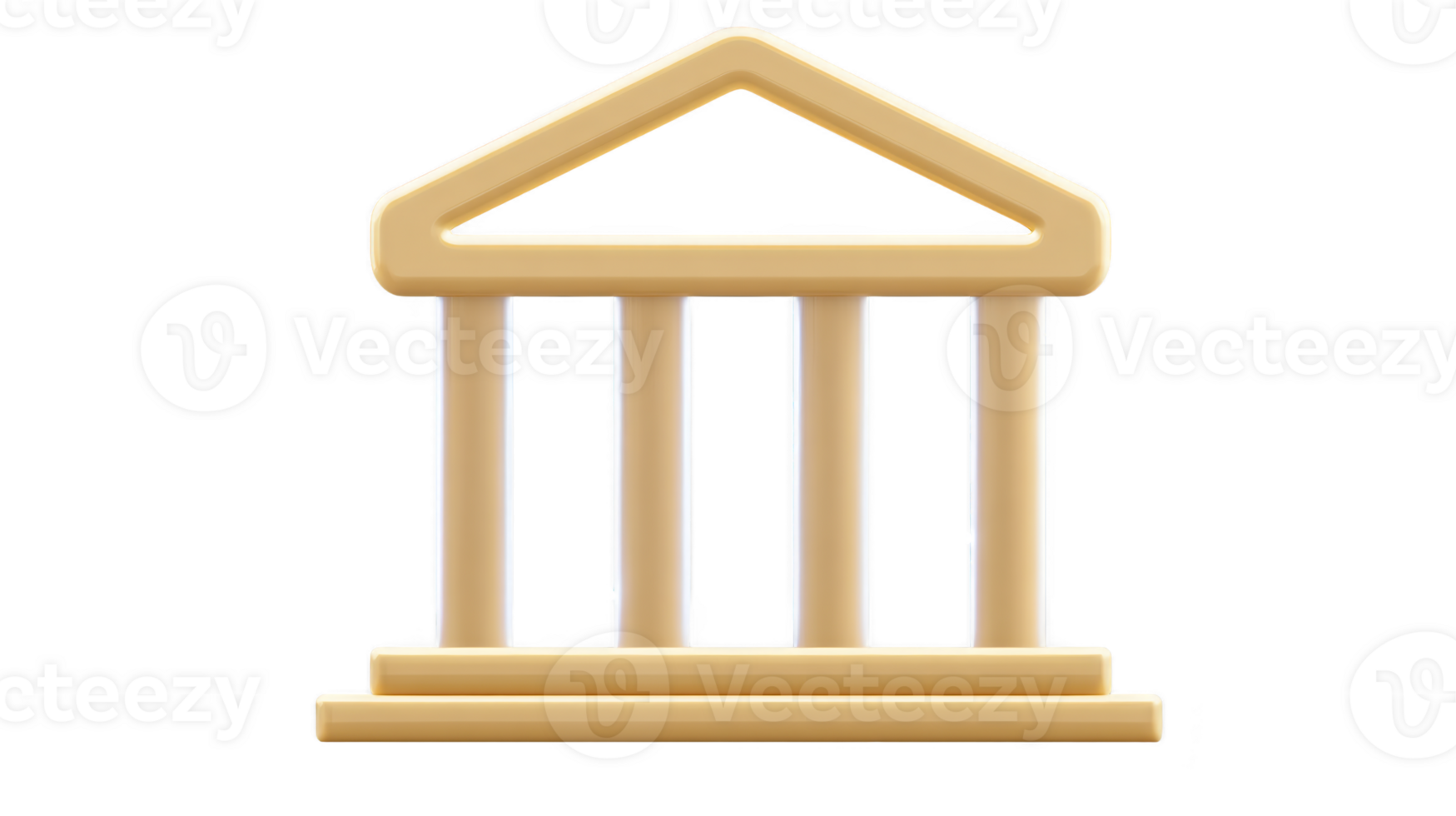 3D illustration of classical building icon with columns and triangular pediment, symbolizing architecture or institutions. design is simple and elegant, with beige color scheme png