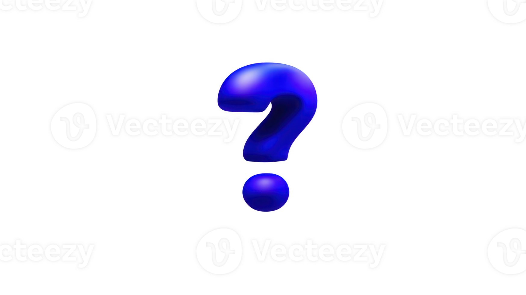 Vibrant blue question mark stands out against transparent background, symbolizing curiosity and inquiry. bold color and smooth design make it visually striking and thought provoking png