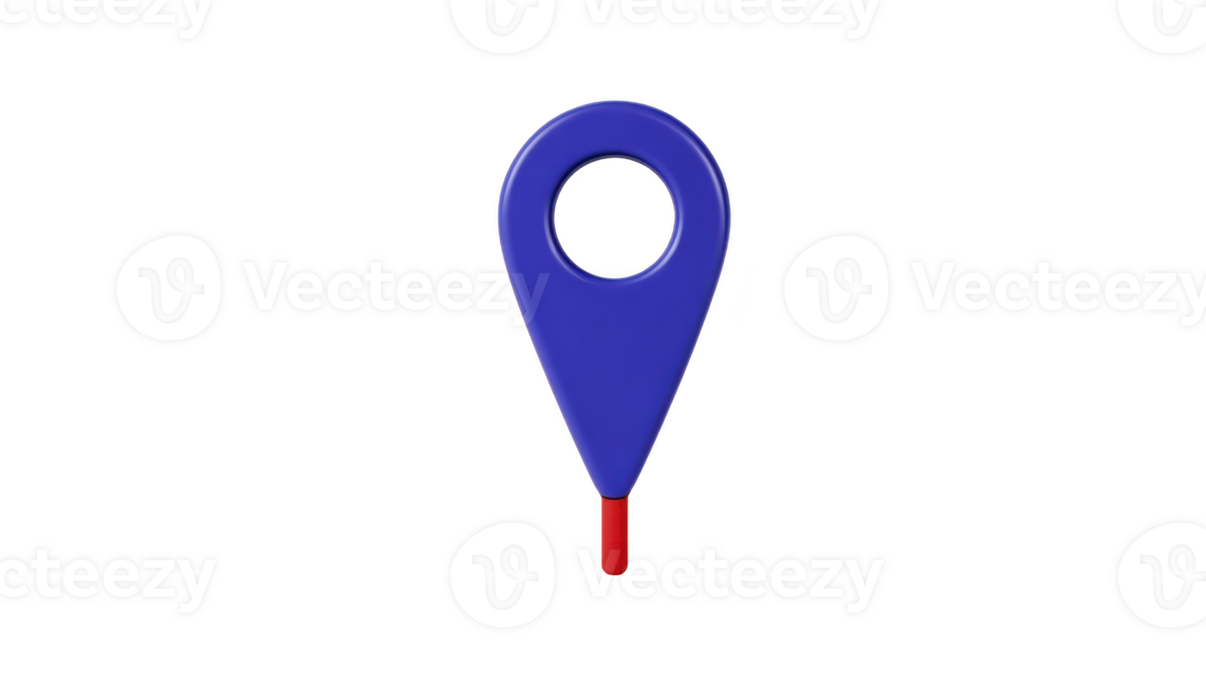 Blue and red location pin icon with circular hole in center, symbolizing navigation and direction. design is simple and modern, often used in digital maps and applications png