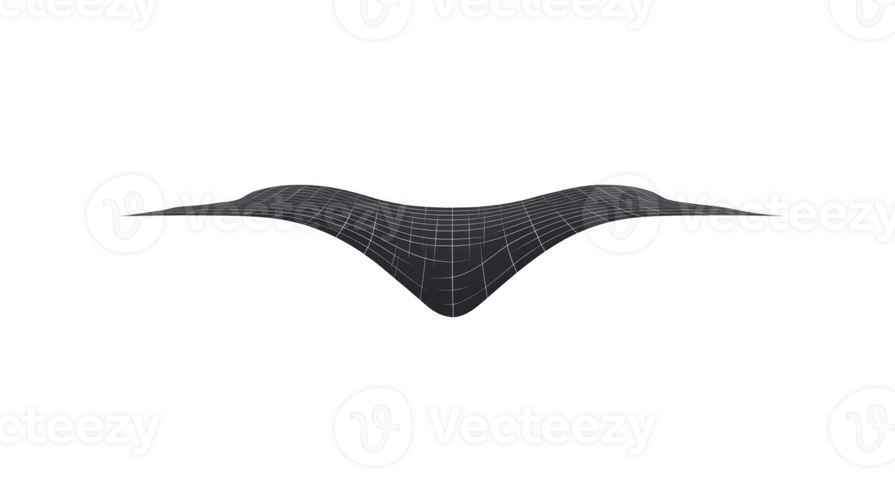 3D wireframe model of curved surface resembling saddle shape, with grid pattern on transparency background, illustrating mathematical concepts or computer graphics png