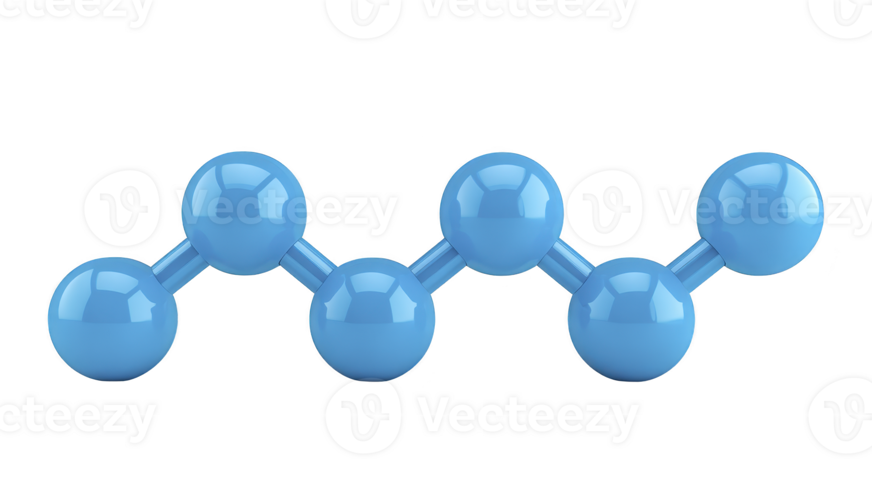 3D model of blue molecular structure with interconnected spheres representing atoms, showcasing simple chemical compound. glossy finish adds modern touch png