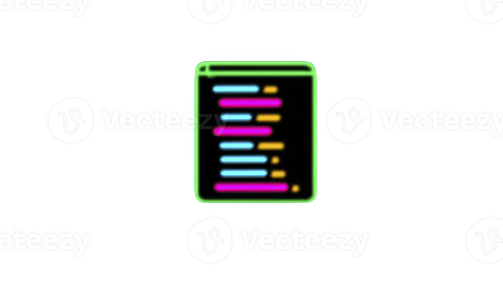 Glowing neon icon of document with colorful lines representing code, set against transparency background, conveys modern and tech savvy feel png