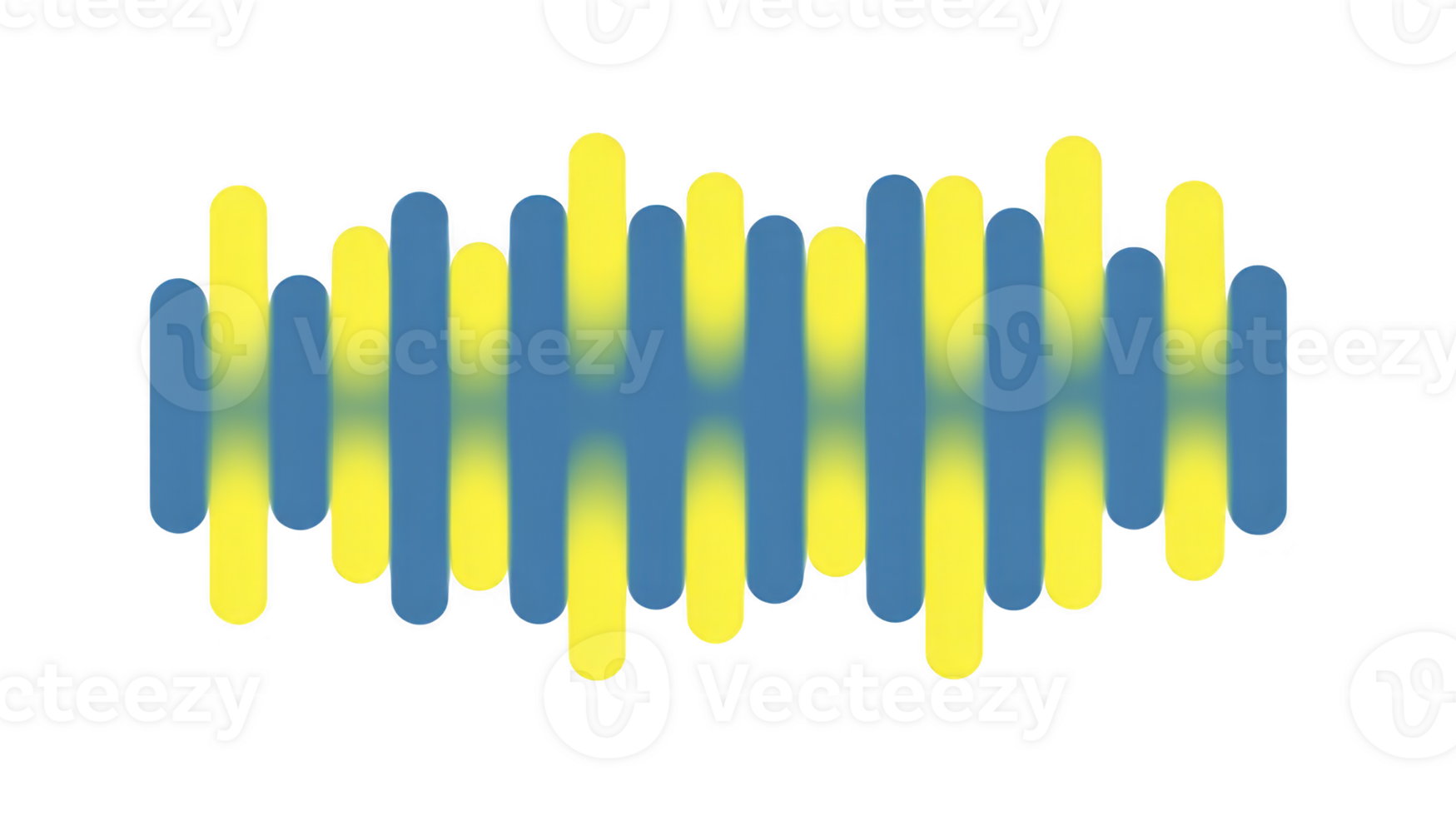 Abstract design featuring overlapping blue and yellow vertical bars creating wave pattern on transparent background. vibrant colors and dynamic shapes evoke sense of movement and energy png