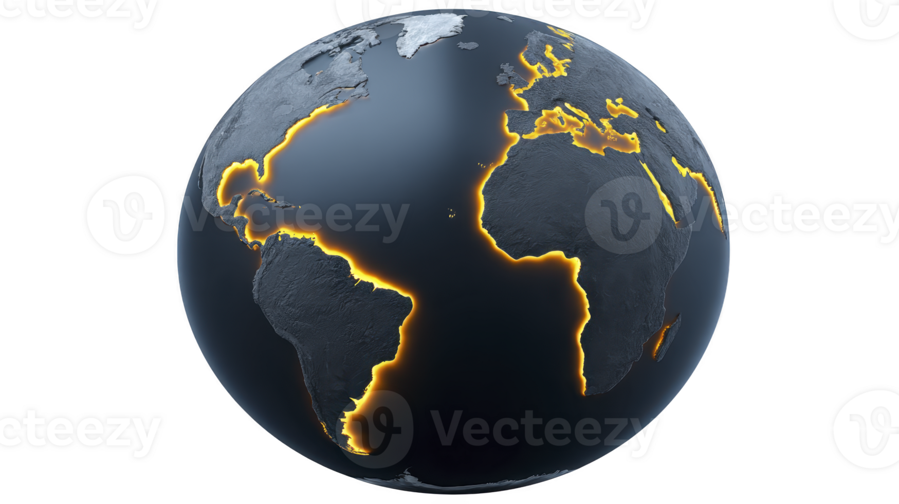 3D rendering of Earth highlighting tectonic plate boundaries with glowing lines, showcasing continents and oceans. image emphasizes geological features and dynamic nature of Earth crust png