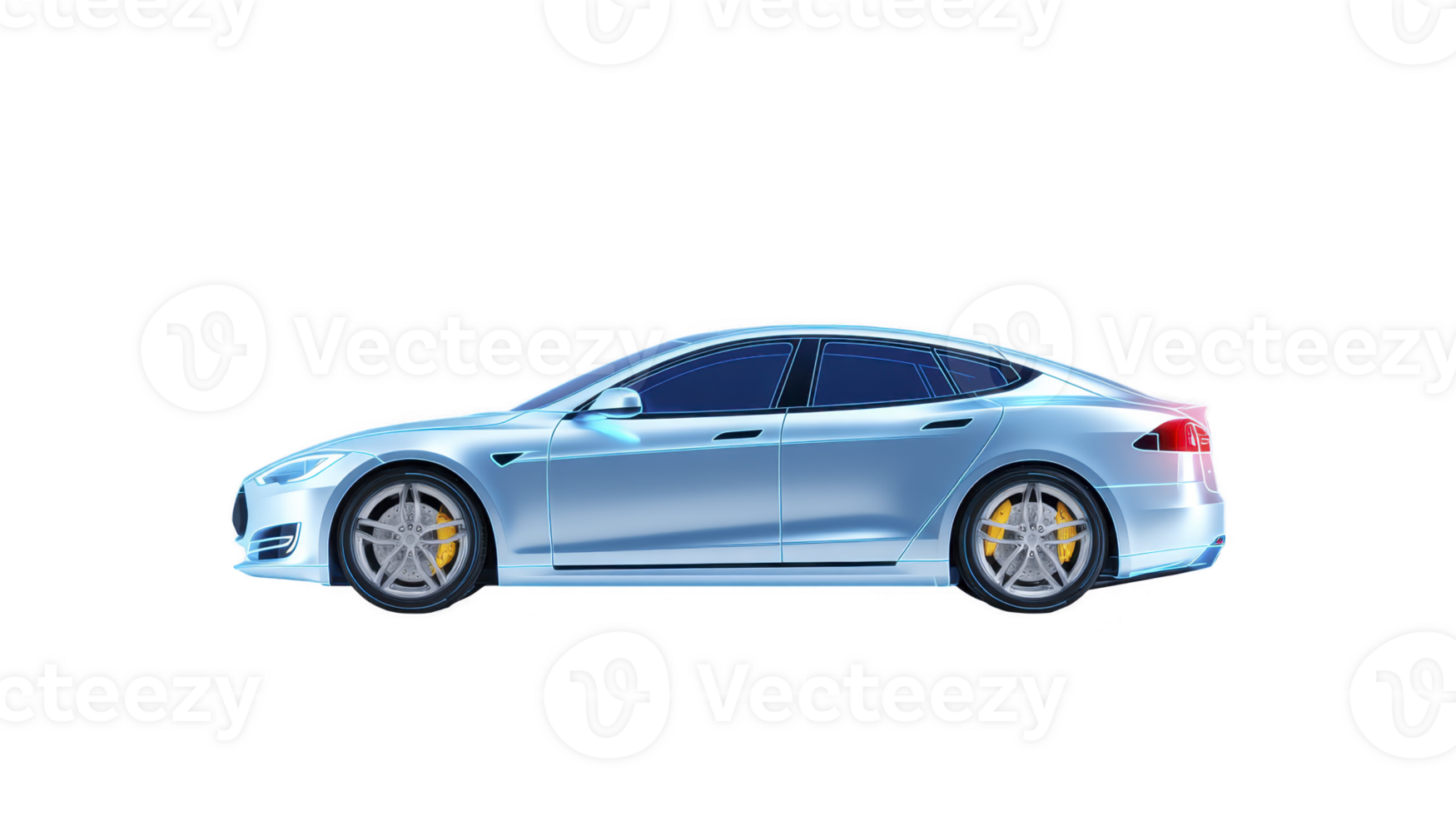 Sleek, futuristic electric car with streamlined design and metallic blue finish, showcasing advanced technology and modern aesthetics. car features tinted windows and stylish alloy wheels png