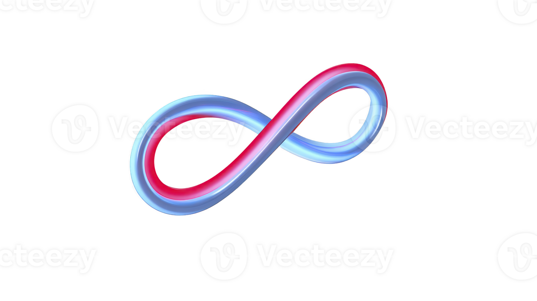 Vibrant infinity symbol with gradient of blue and red hues, representing endless possibilities and continuity. smooth, flowing design conveys sense of harmony and balance png