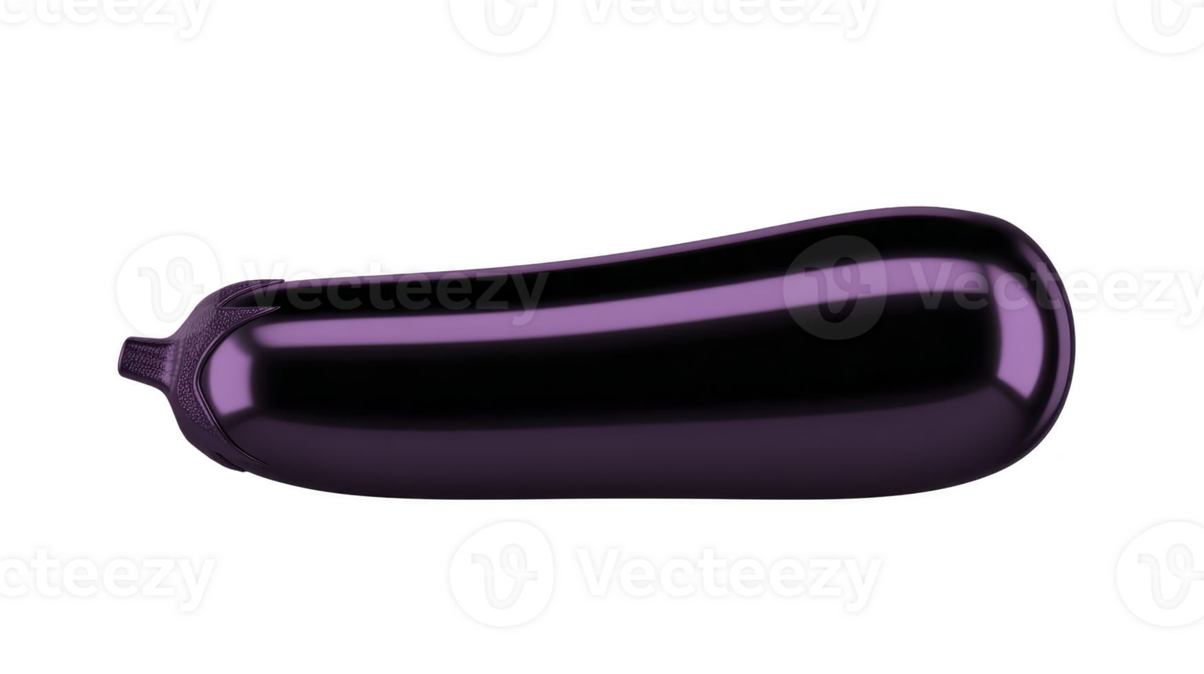 Digitally illustrated eggplant with glossy finish and vibrant purple color, showcasing stylized and modern design. image highlights smooth texture and elongated shape of vegetable png