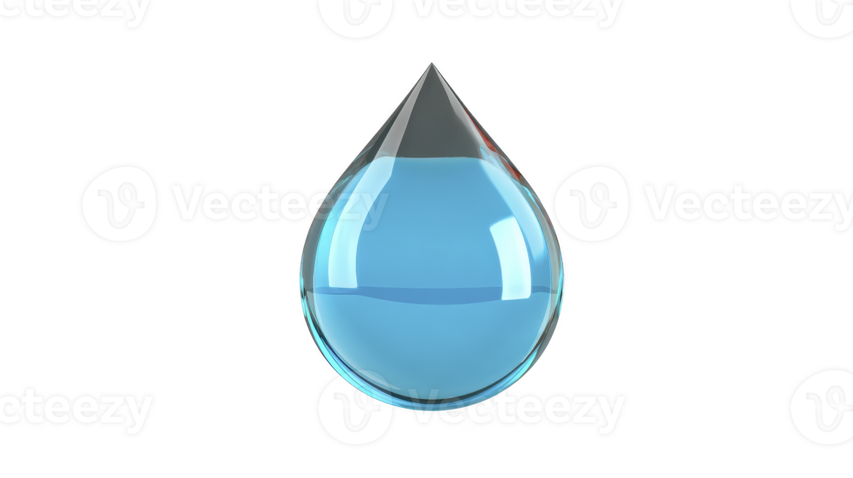 Shiny, transparent blue water droplet with reflective surface, isolated on transparency background, symbolizes purity and freshness png