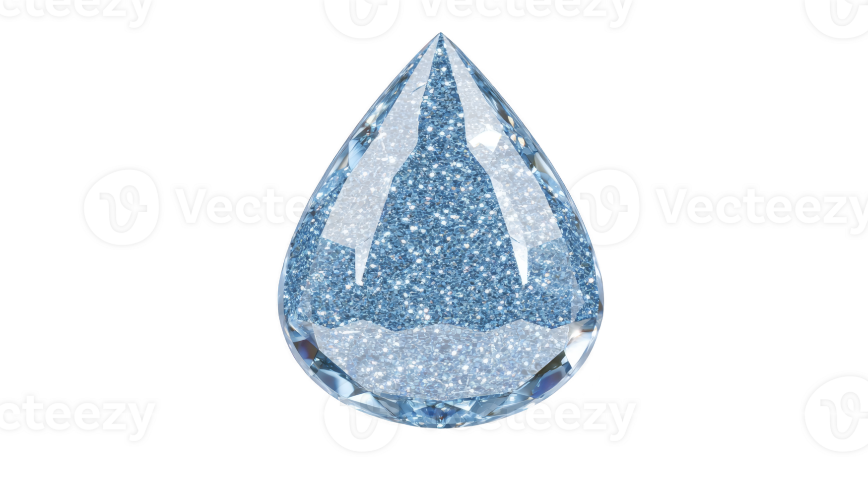 Sparkling blue teardrop shaped gemstone with intricate facets reflects light beautifully, creating dazzling effect. gem clarity and color make it stunning piece for jewelry png