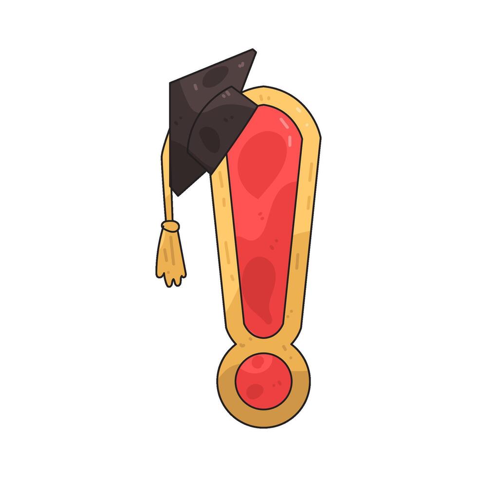 Graduation cap on exclamation mark vector