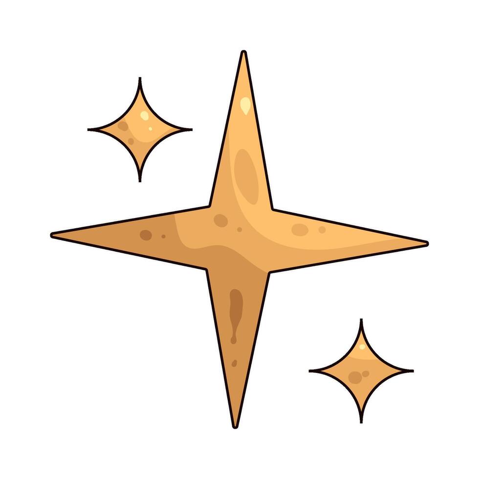 Golden star icon with sparkles vector