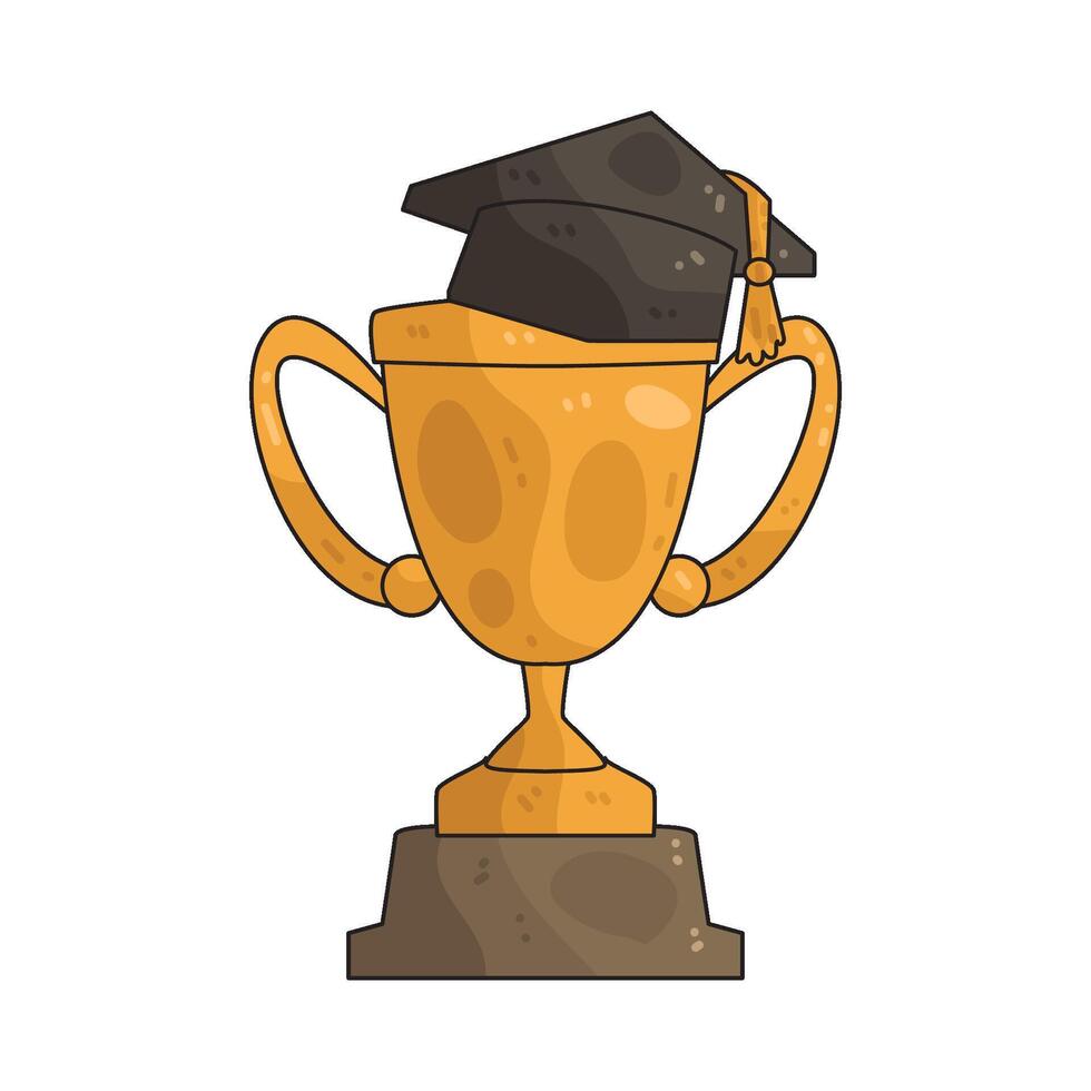 trophy wearing graduation hat vector