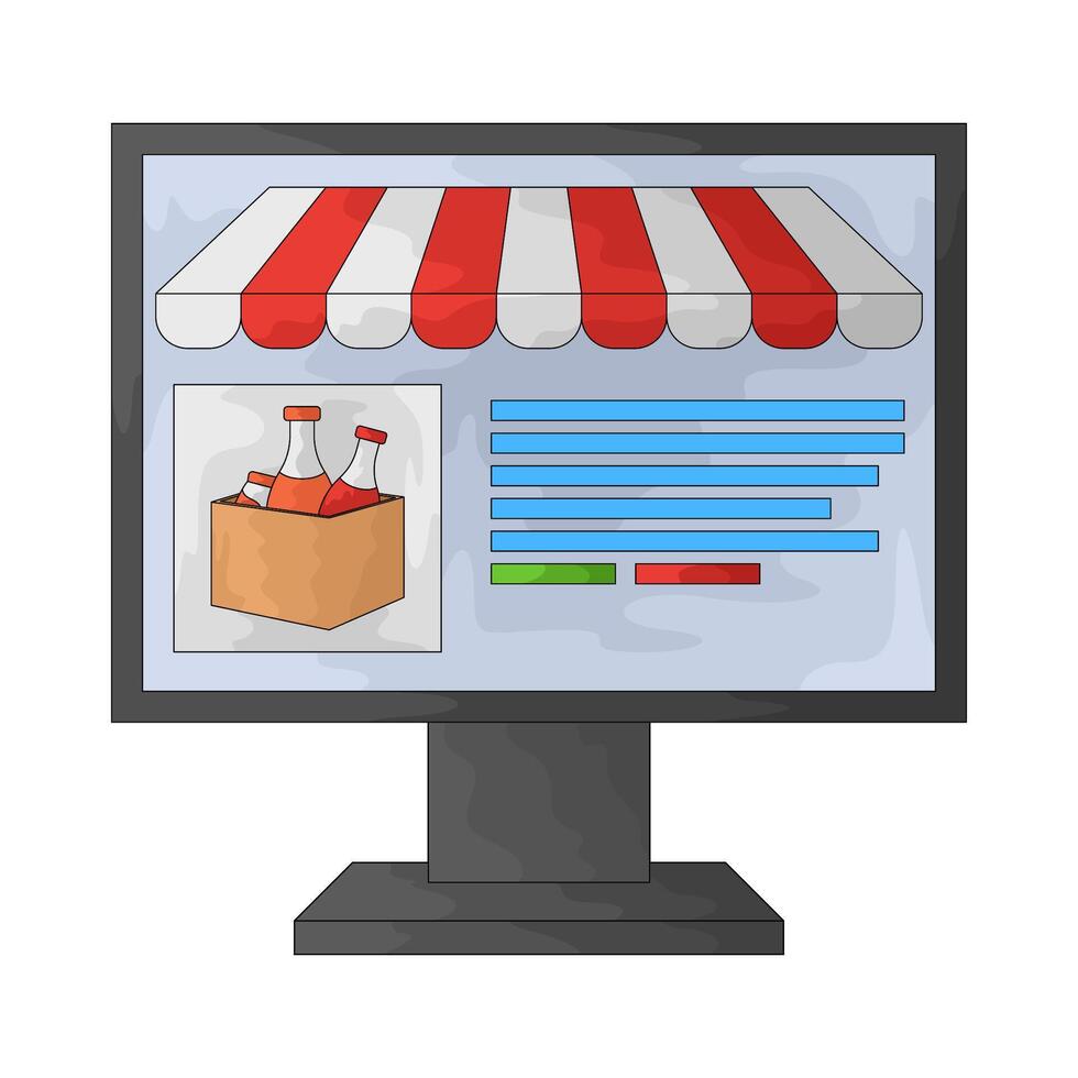 Marketplace online shopping food and drink vector