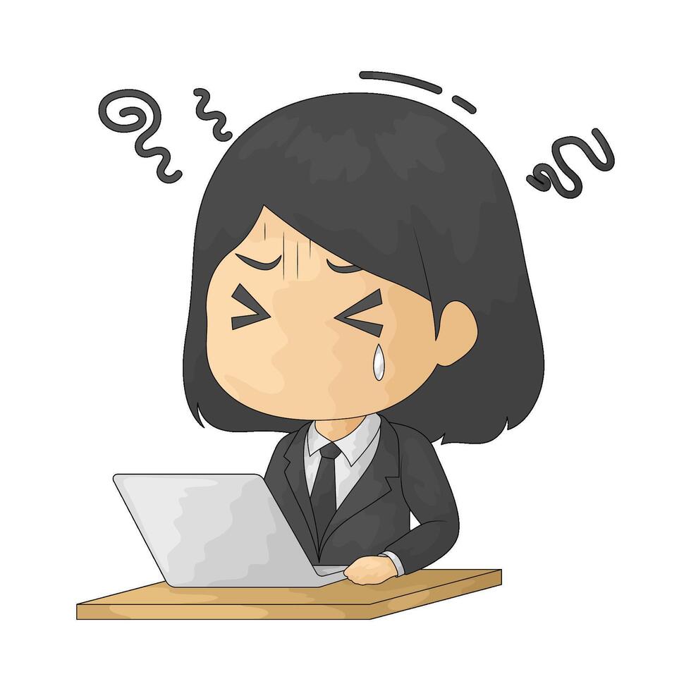 Illustration of Desperate businesswoman and business failure vector