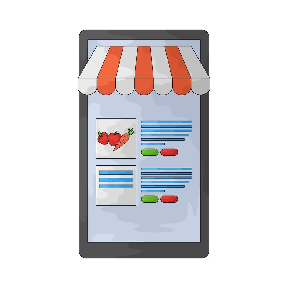 Marketplace online shopping vegetable and fruits vector
