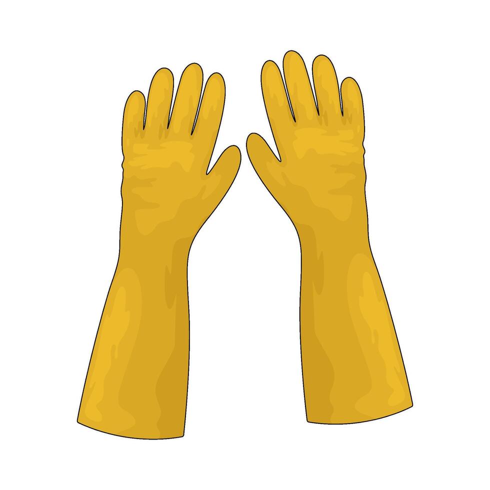 Yellow rubber cleaning gloves vector