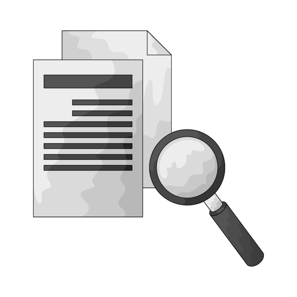 Document with magnifying glass vector
