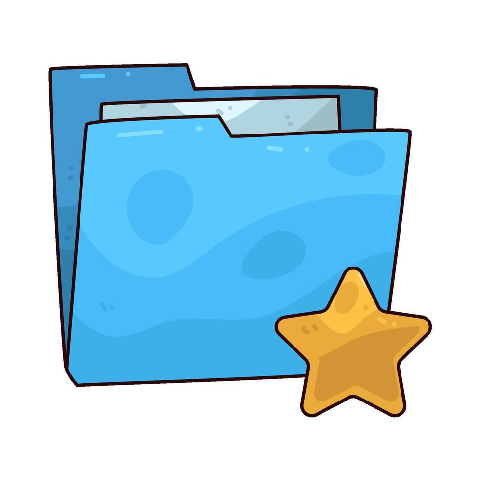 Blue folder with a star icon vector