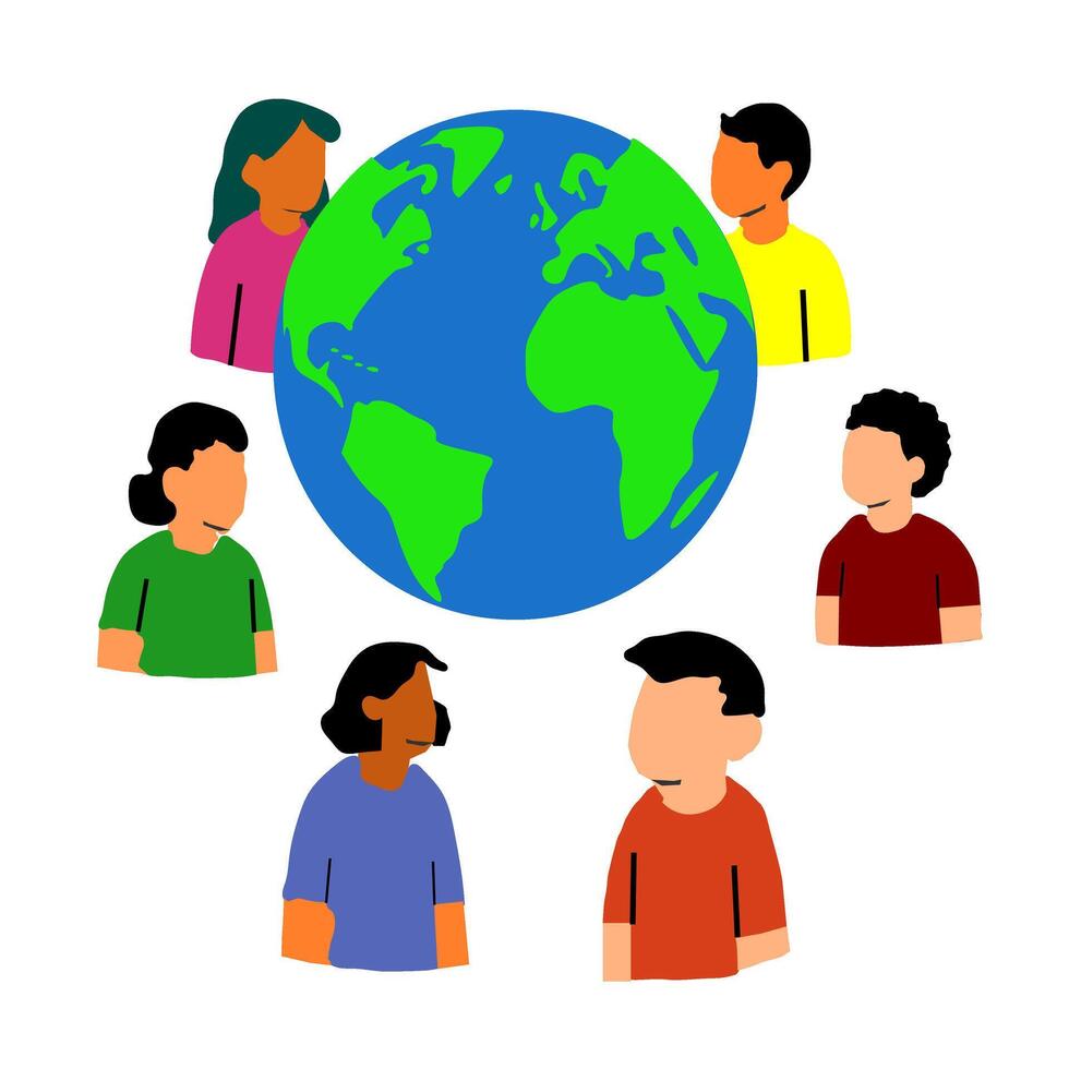 World Crowd Portrait in Diversity Bubble vector