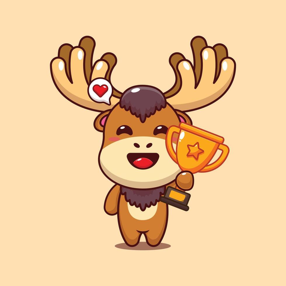 Cartoon moose with trophy vector