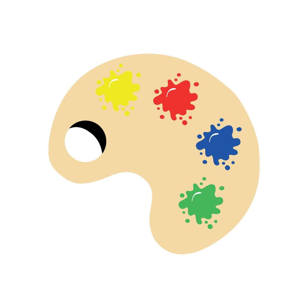 Cartoon Artist Palette with Colorful Paint Splatters vector