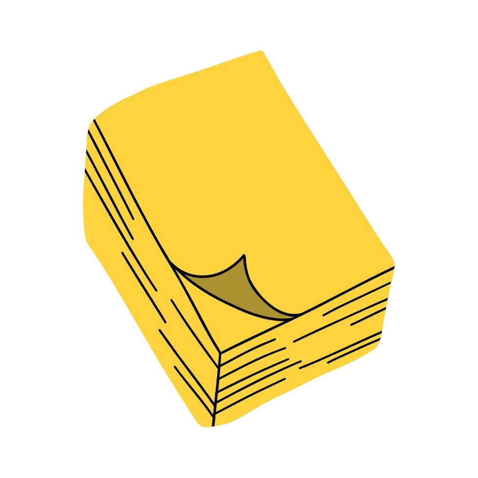 Cartoon Stack of yellow Sticky Notes vector