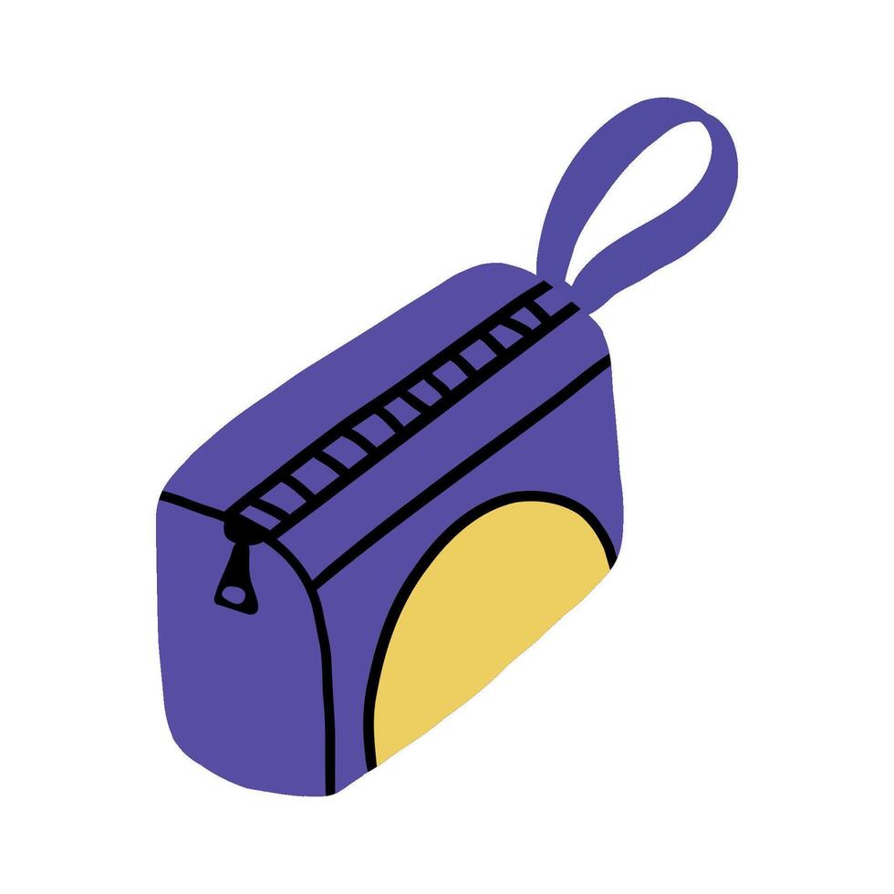 School pencil case for office supplies, purple color. vector