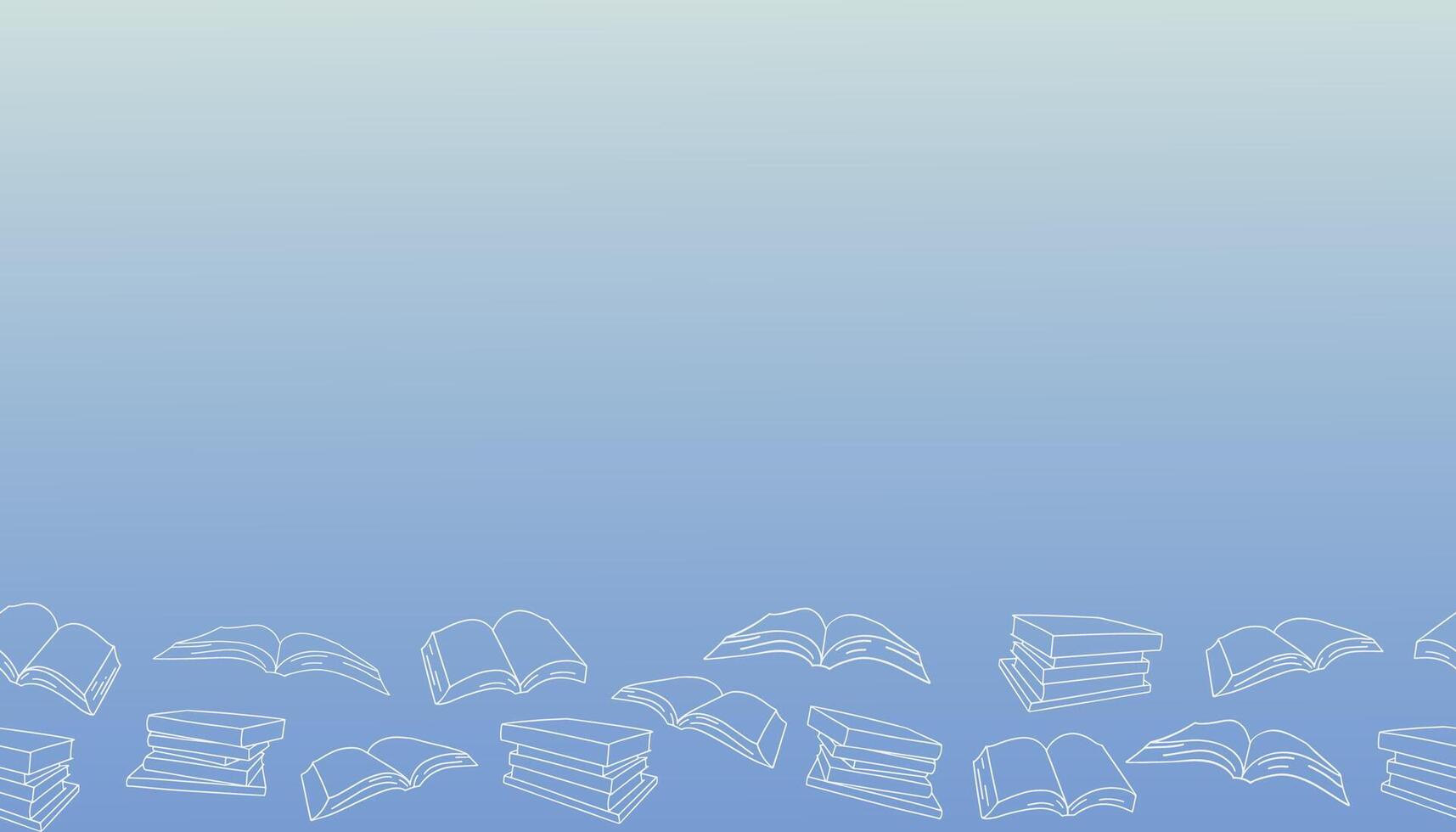 Horizontal gradient banner with literary doodles and space for text. Design for fair posters, web and advertising. vector