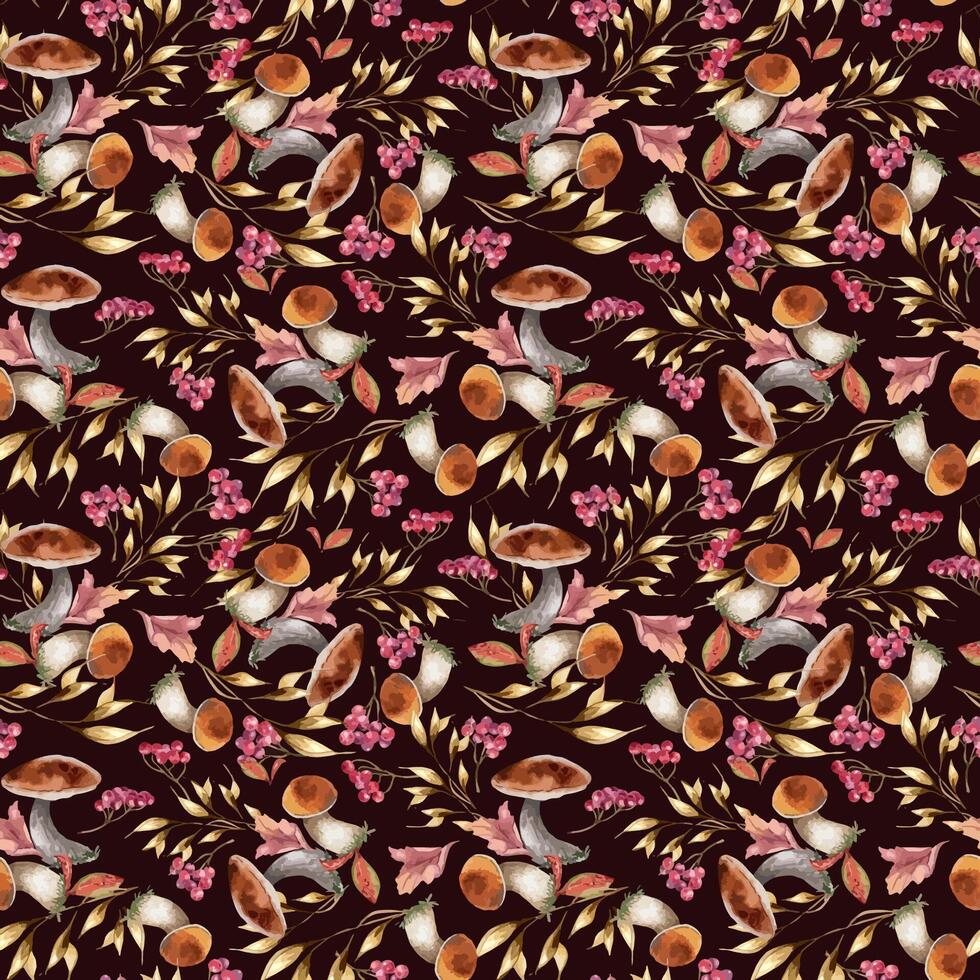 Floral and mushroom pattern design vector