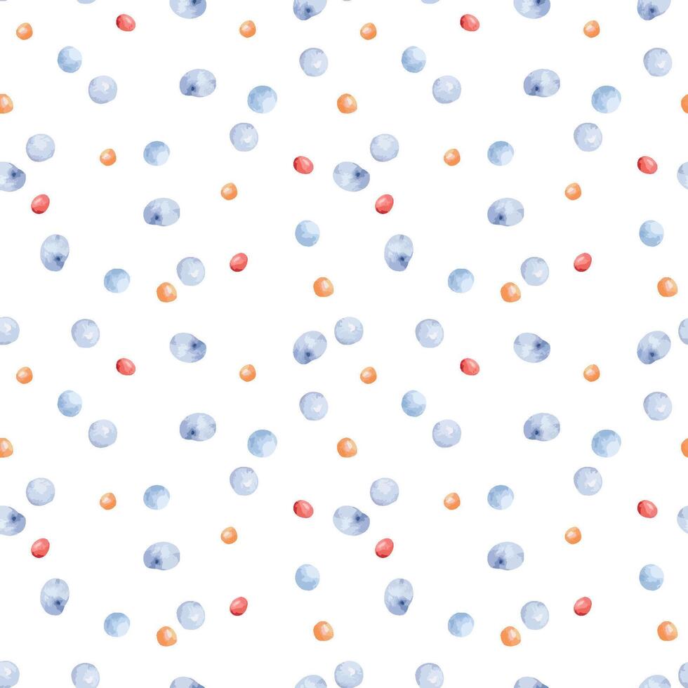 Spray drops watercolor seamless pattern isolated. Hand drawn blue red specks on repeated texture. Colorful simple water bubbles on background . Abstract droplets pattern for cute children design vector