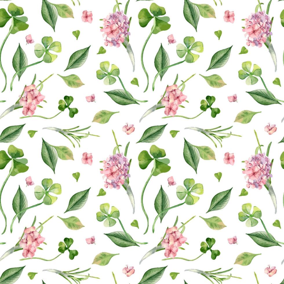 Floral pattern with pink flowers and leaves vector