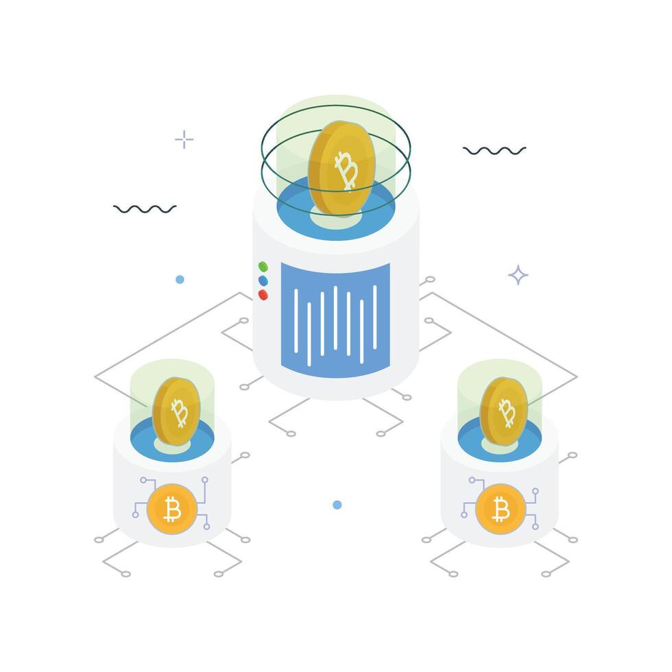 Bitcoin storage and security illustration vector
