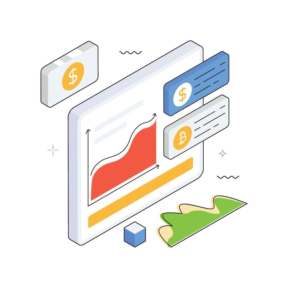 Financial Success Isometric Illustration. EPS 10 file vector