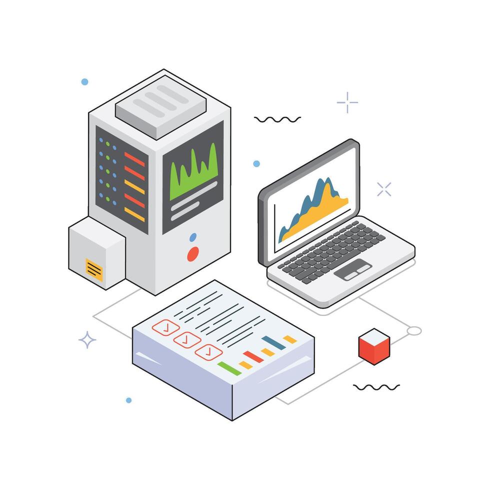UI Data Visualization isometric Illustration. EPS 10 file vector