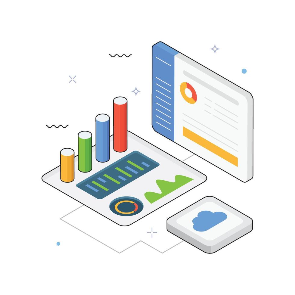 Business Analytics Dashboard isometric Illustration. EPS 10 file vector