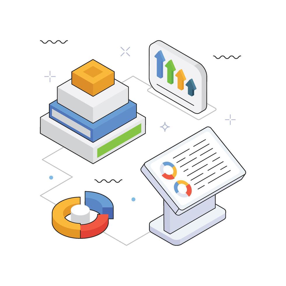 Business Reports isometric Illustration. EPS 10 file vector